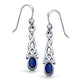 Sterling Silver Celtic Knot and Created Blue Sapphire Hook Earrings - Silver Insanity