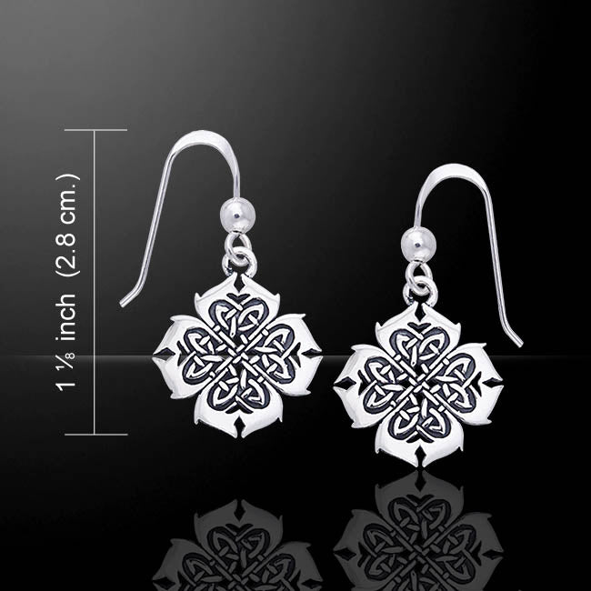 Fiery Cross of Inspiration Celtic Knot Sterling Silver Hook Earrings - Silver Insanity