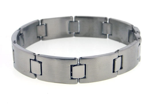 Classic Mens Python Titanium Metal Jewelry Link Bracelet, 8" Long - Silver Insanity