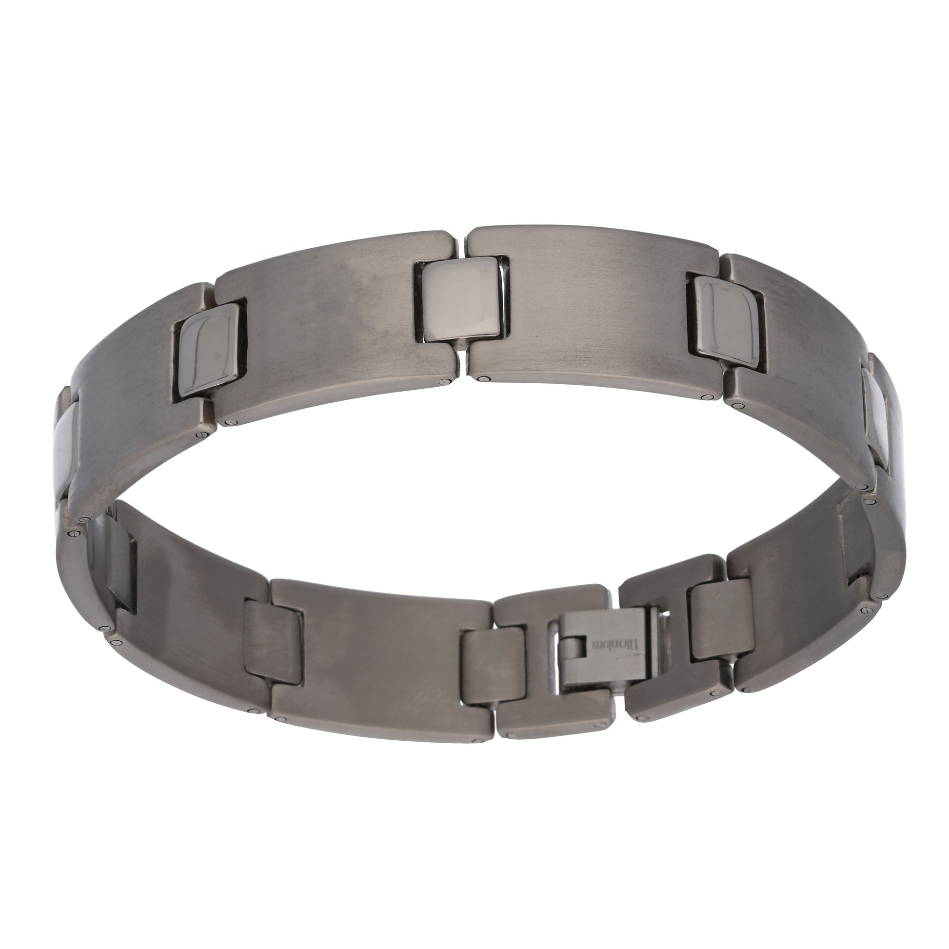 Classic Mens Python Titanium Metal Jewelry Link Bracelet, 8" Long - Silver Insanity