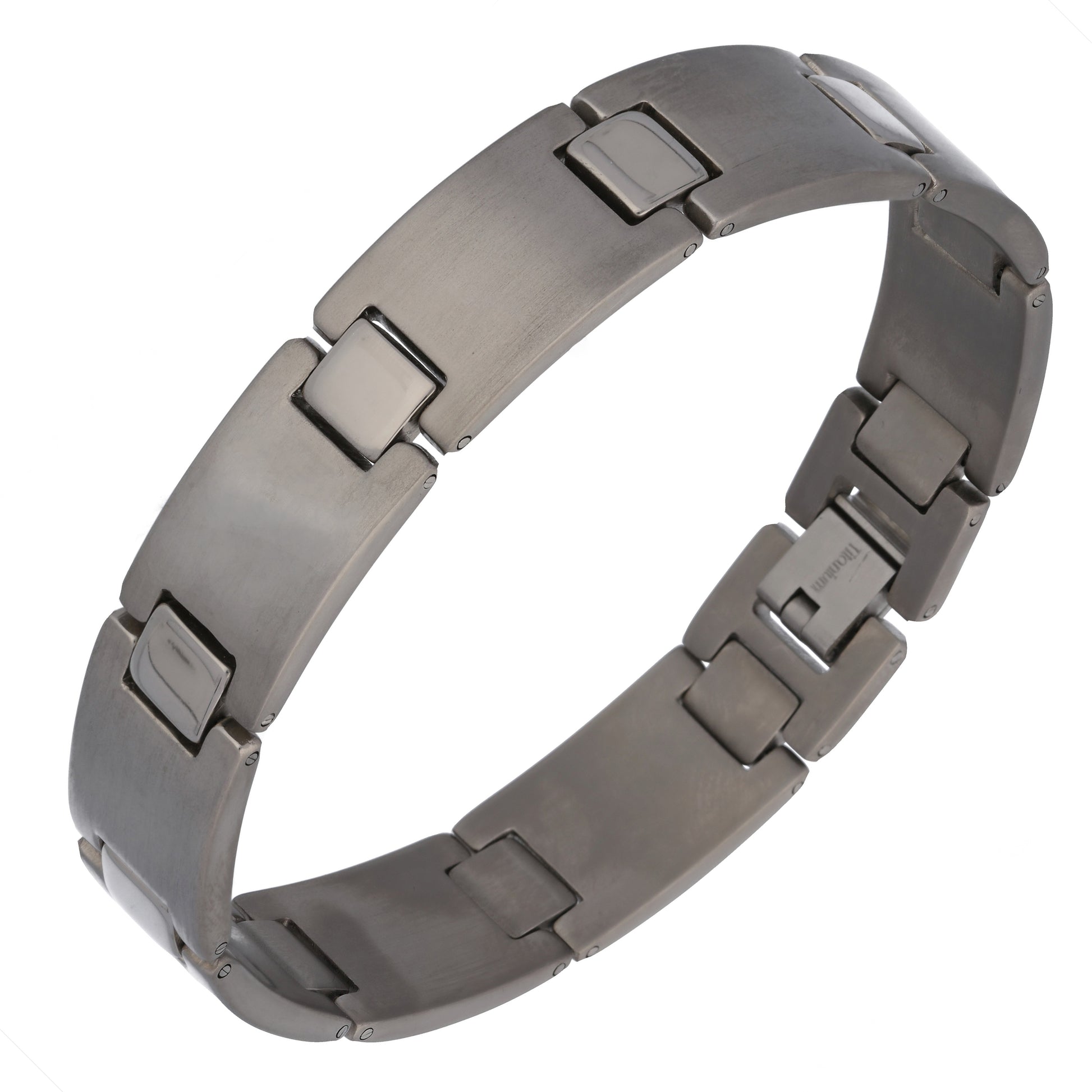 Classic Mens Python Titanium Metal Jewelry Link Bracelet, 8" Long - Silver Insanity