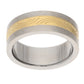 Etched Golden Stripe Titanium Wedding Band Ring - Silver Insanity