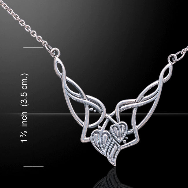 Celtic Knot Vine and Leaves Sterling Silver Necklace - Silver Insanity