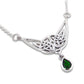 Simulated Emerald Green Glass Teardrop Sterling Silver Celtic Knot Necklace 18" - Silver Insanity