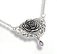 Sacred Rose Sterling Silver 17" Necklace with Amethyst Gemstone Drop - Silver Insanity