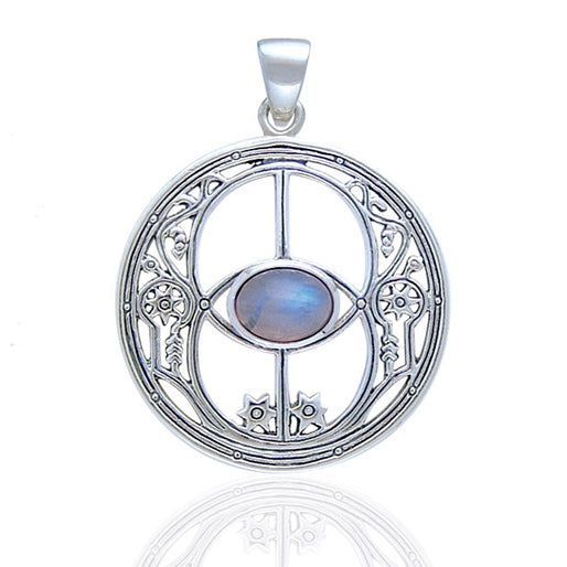 Rainbow Moonstone Chalice Well Sterling Silver Pendant - Silver Insanity