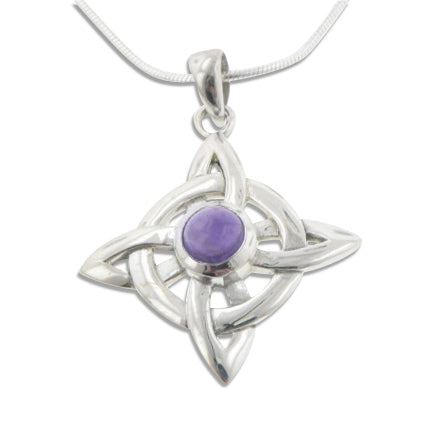 Wheel of Being Amethyst Celtic Sterling Silver Necklace - Silver Insanity