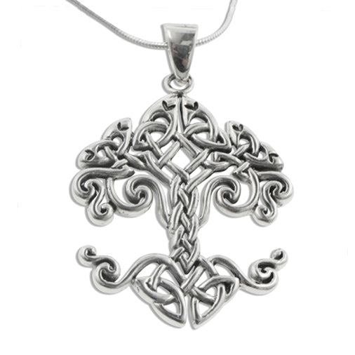 Large Celtic Knot Tree of Life Sterling Silver Pendant 18" Chain Necklace - Silver Insanity