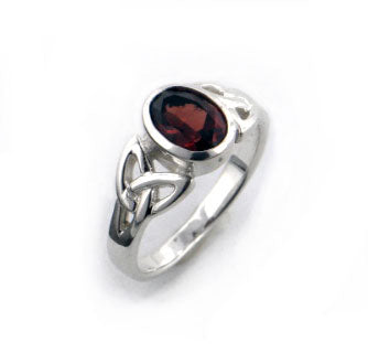 Sterling Silver Celtic Knot and Genuine Red Garnet Ring - Silver Insanity