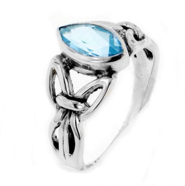 Sterling Silver Celtic Knot Blue Topaz Ring - Silver Insanity