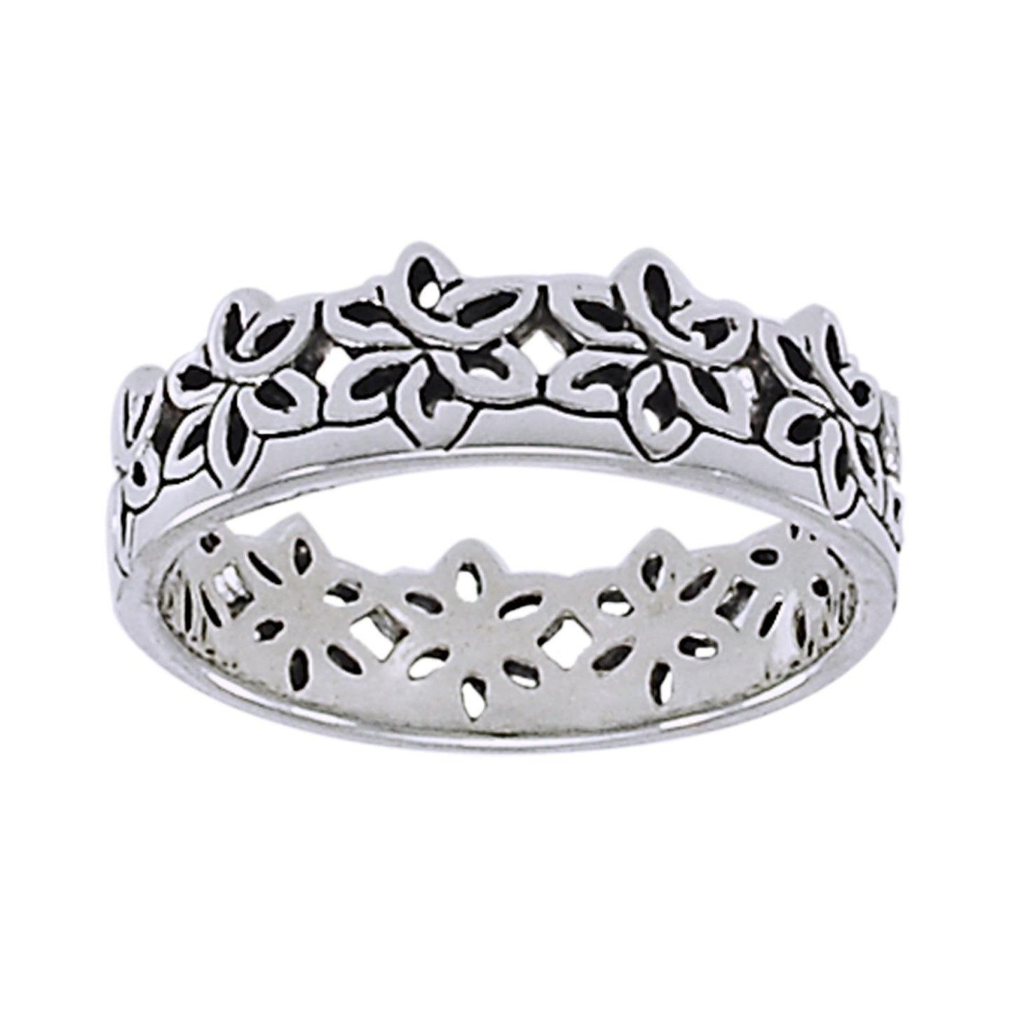 Celtic Flower Crown Sterling Silver Band Ring - Silver Insanity