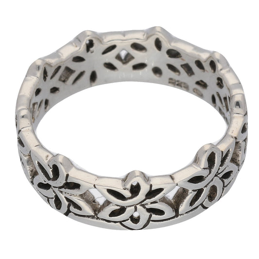 Celtic Flower Crown Sterling Silver Band Ring - Silver Insanity