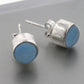 Sterling Silver Round Genuine Blue Chalcedony Stud Post Earrings - Silver Insanity