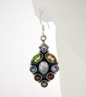 Garnet Peridot Multi-Gemstone Sterling Silver Earrings - Silver Insanity