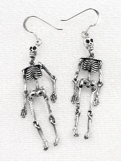 Moveable Sterling Silver Science SKELETON Bone Earrings - Silver Insanity