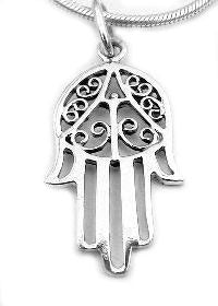 Sterling Silver Islamic Hamsa Hand of Fatima Charm Pendant - Silver Insanity