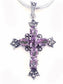 Sterling Silver Purple Glass and Marcasite Cross Pendant - Silver Insanity