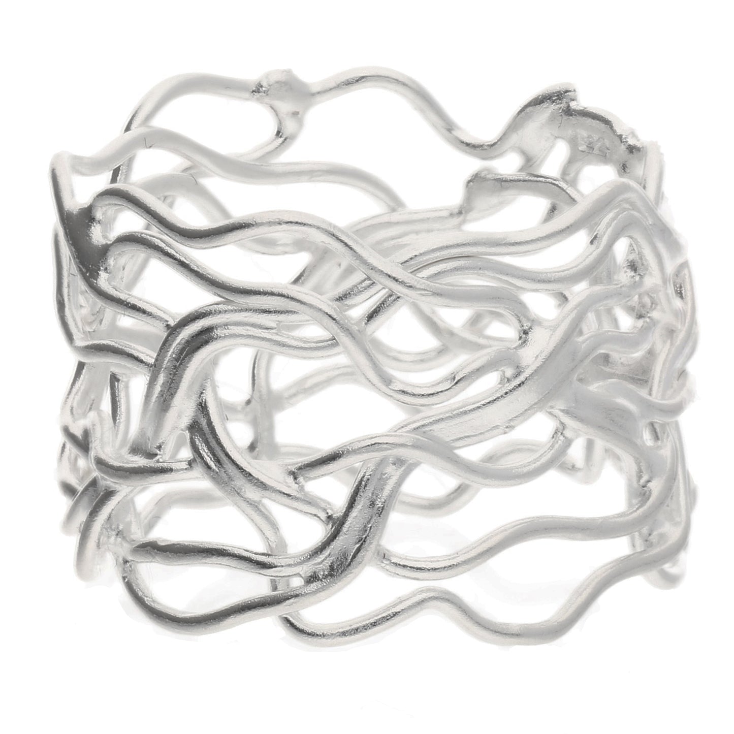 Unique Filigree Wirework Wide Band Sterling Silver Ring - Silver Insanity