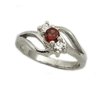 Platinum on Sterling Silver Genuine Garnet Ring - Silver Insanity