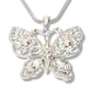 Butterfly AB Crystals White Gold Plated Pendant 16" Necklace - Silver Insanity