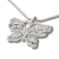 Butterfly AB Crystals White Gold Plated Pendant 16" Necklace - Silver Insanity