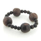 Dark Wood Beaded Bohemian Style Stretch Bracelet - Silver Insanity